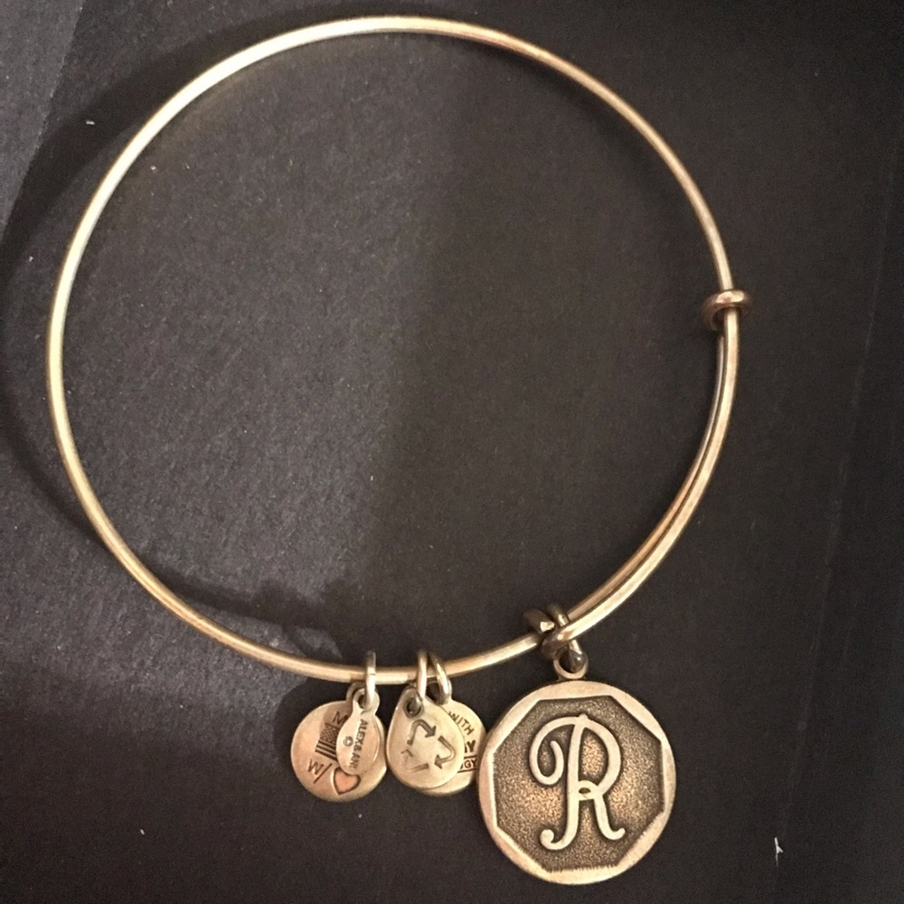 ALEX AND ANI Gold “R” Initial Bracelet
